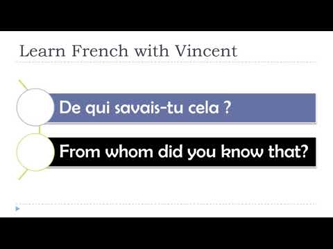 Learn French with Vincent # Unit 1 # Lesson Q # The questions with DE QUI